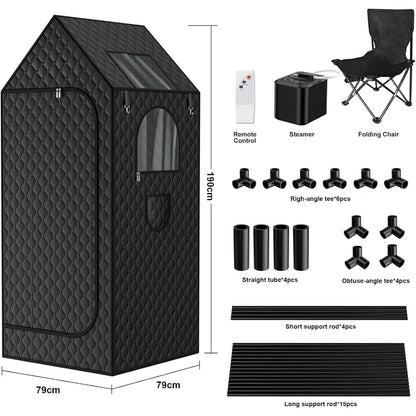 1000W Steam Sauna Tent, Portable Sauna for Home with 3L Steamer, Warm Sauna Tent, Folding Sauna Chair, Remote Control in-Home Spa,31.5'' x 31.5'' x 74.8''