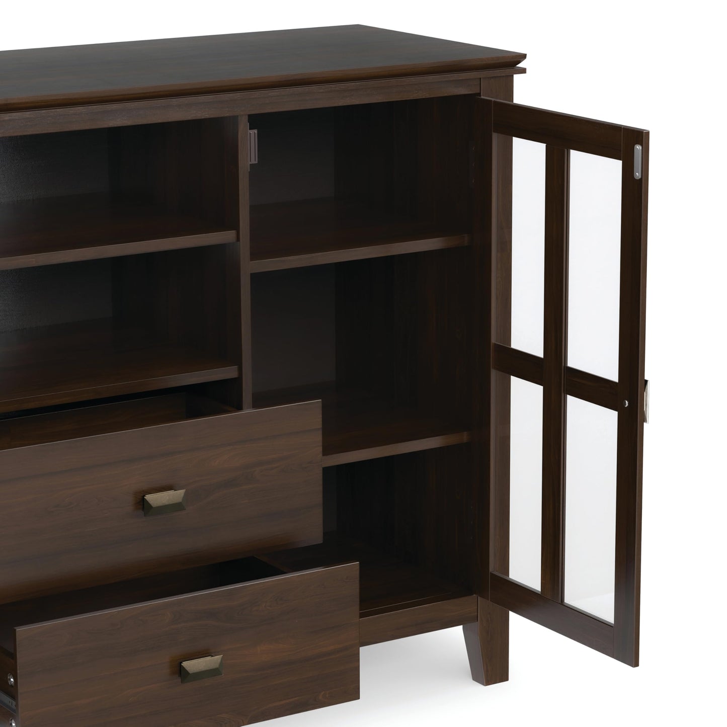 SIMPLIHOME Artisan TV Stand - 53 inch Wide Solid Wood Tall Media Console in Natural Aged Brown, Contemporary Entertainment Center for Living Room for TVs up to 60 Inches with Cable Management