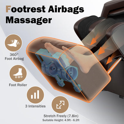 Culanta Massage Chair Full Body, Zero Gravity SL-Track Shiatsu Massage Recliner Chair with Body Scan, Airbags, Foot Rollers, Deep Yoga Stretch, Heating (U1-Brown)