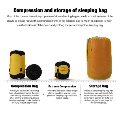 Mountaintop Ultralight Mummy Down Sleeping Bag 650 Fill Power Duck Down Suits for 32 20 Degree F for Camping Hiking Backpacking