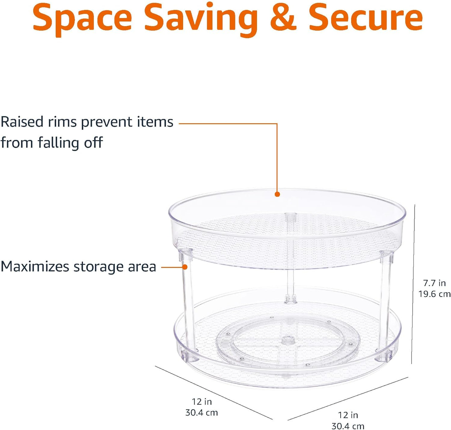 2 12" Amazon Basics Tier Lazy Susan Turntable Organizer for Condiments, Diameter, Clear