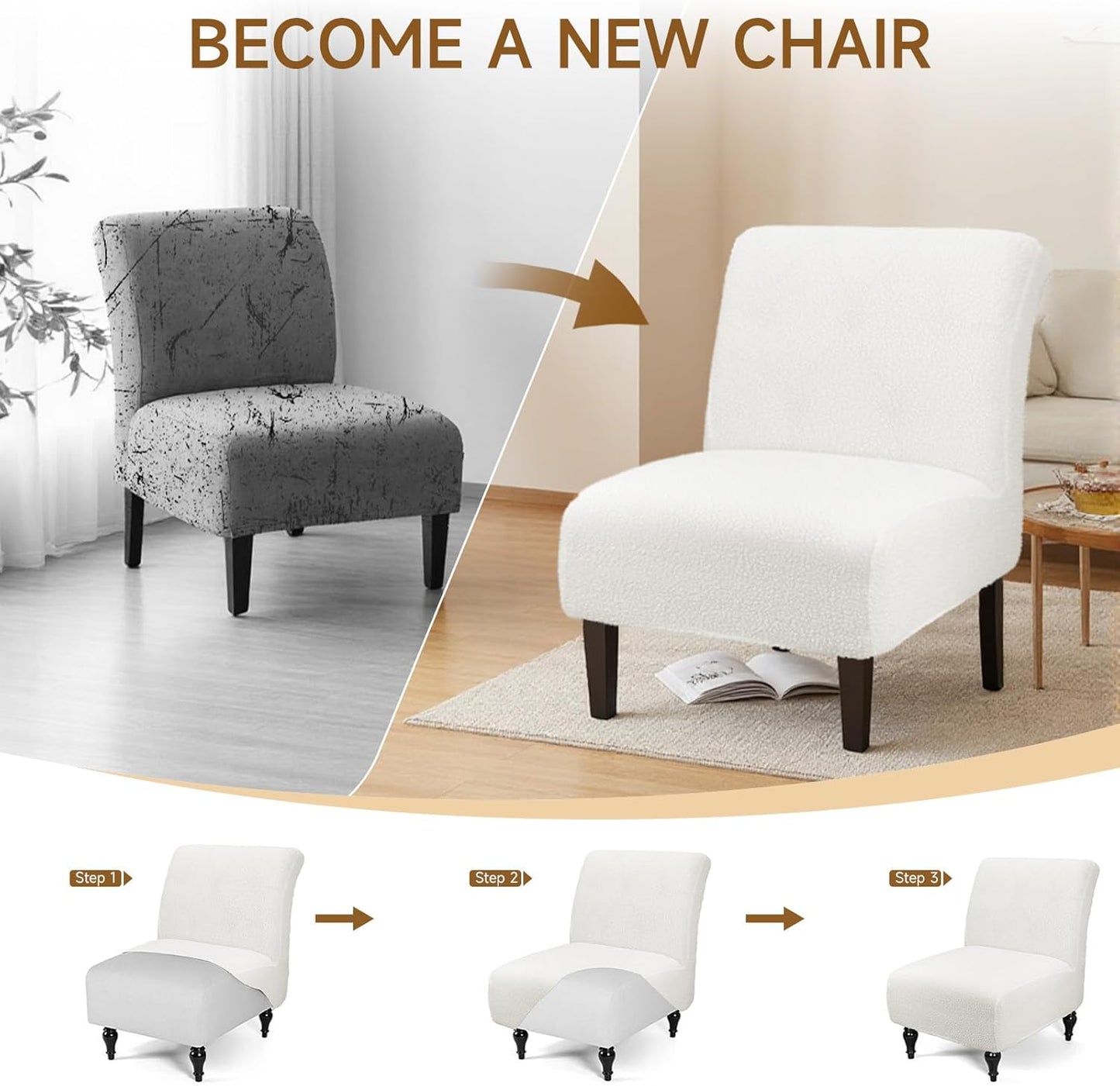 XIAROGEE Armless Armless 1) Teddy Wool Accent Chair Cover Heavy-duty Soft Plush Chair Slipcover Accent Chairs Covers