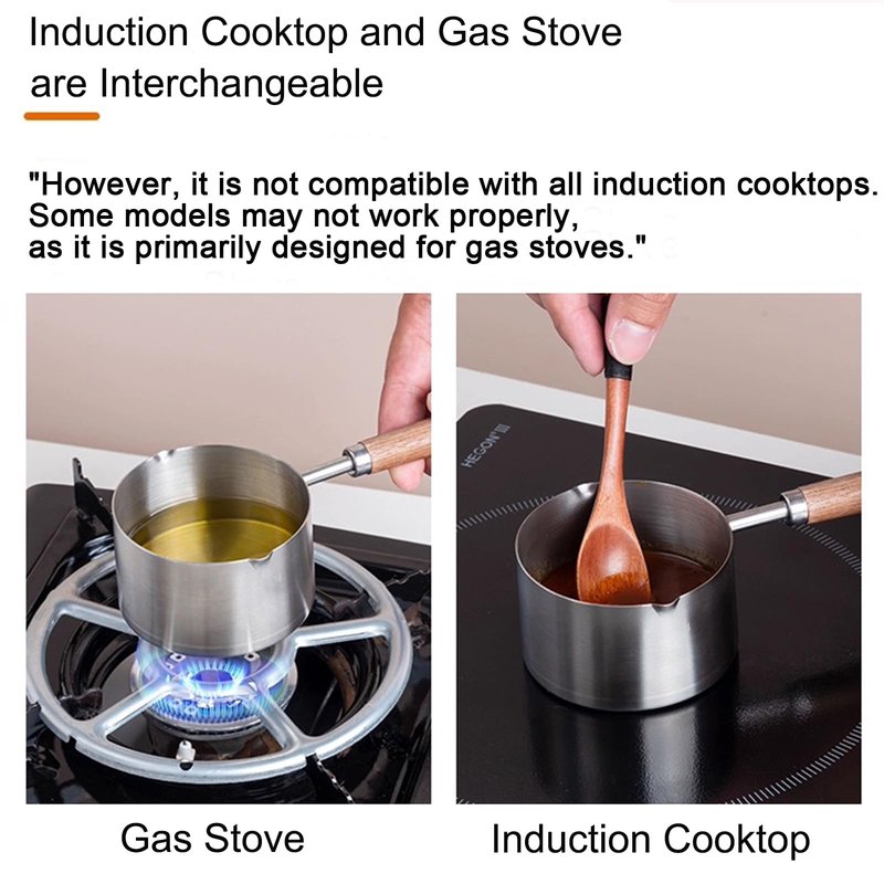 Food grade Stainless Steel Mini Butter Warmer, Mini Milk/Coffee Warmer, 8.5 oz (250 ml) Milk Warmer, Small Baby Food Warmer with Dual Spouts, Chocolate Melting Pot