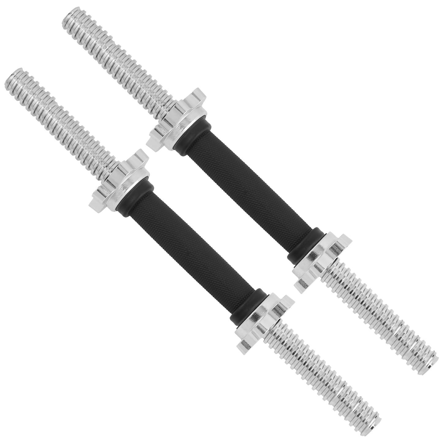 Yes4All Pair of Threaded Dumbbell Handles 14/16/18/24 inch, Chrome/Rubber Grip, Fit 1” Plates, Weight Bar Connector