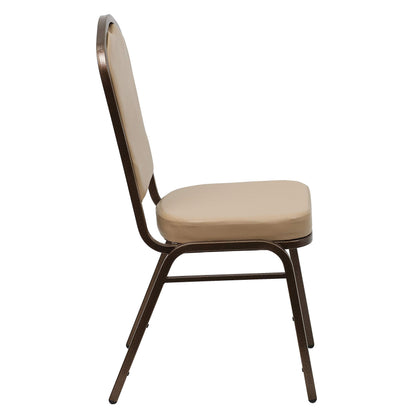 Flash Furniture 4 Pack HERCULES Series Crown Back Stacking Banquet Chair in Tan Vinyl - Copper Vein Frame