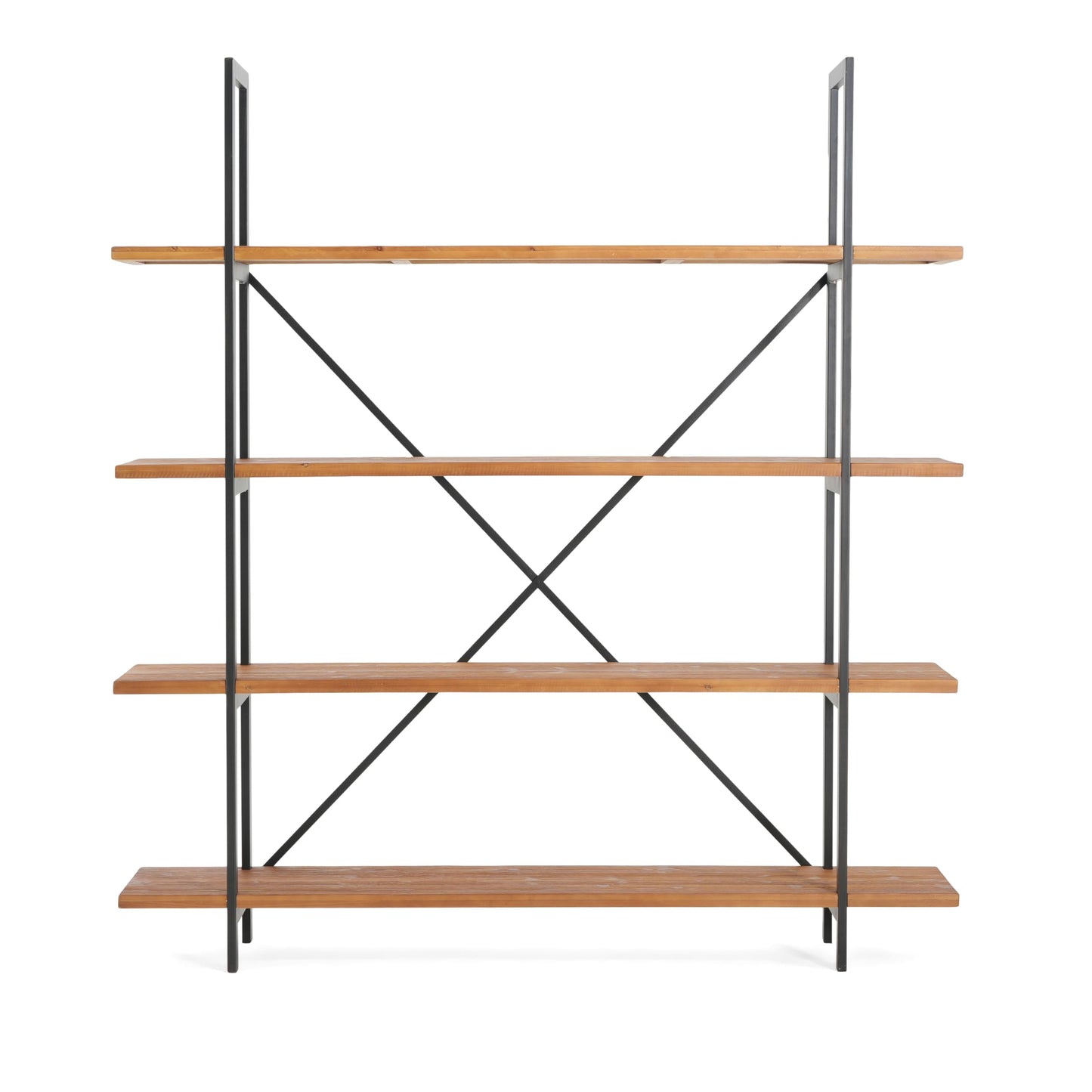 Christopher Knight Home Ebany 4 Tier Bookshelf, Industrial Large Bookcase, Open Display Shelf, Corner Shelf, Metal Frame Book Organizer, Wide Rectangular Storage for Home Living Room, Antique Black