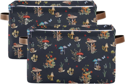 Storage Basket Bin, Mushroom Snail Organizer, Collapsible Shelf Basket with Handle for Nursery Bedroom Bathroom