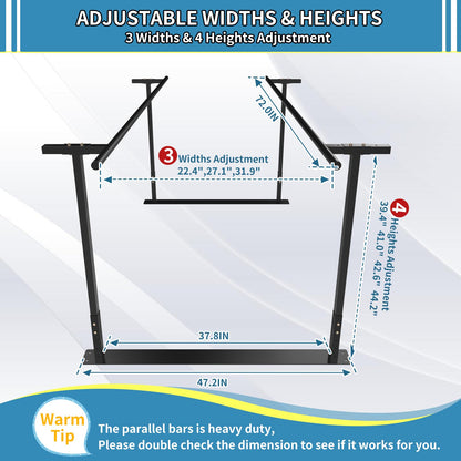 Physical therapy parallel bars, Walking assist bar for rehab & walking balance issues, Adjustable height & width (6FT)