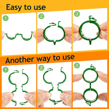 Skiennix 200Pcs Plant Support Clips - Secure Tomato & Grape Vine Clamps for Garden Netting (Green)