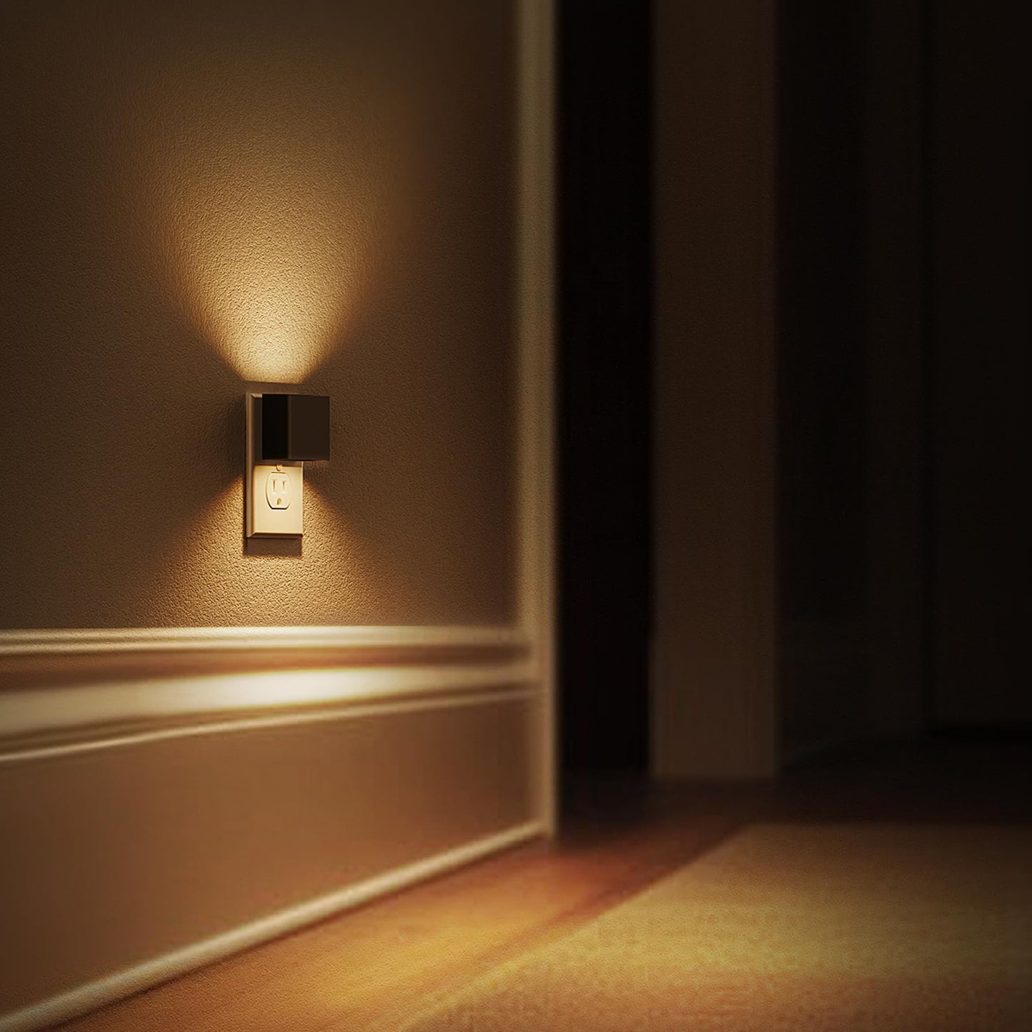 L LOHAS LED Night Lights Plug into Wall,[2-Pack] Plug in Night Light with Dusk to Dawn Sensor,Brightness Adjustable,3000K Warm White,Dimmable Nightlight for Adults Bathroom Hallway Kitchen