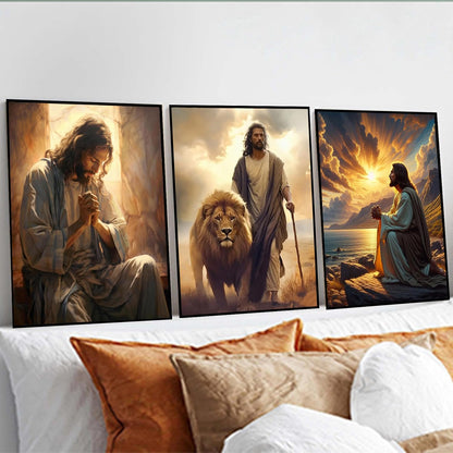 3 Pack Diamond Art Kits for Adults, Jesus Diamond Painting Kits for Adults, 5D DIY Round Drill Gem Art Paint with Diamonds Dots Crafts Kits for Home Decor Gift 12x16inch (Religion Christ)