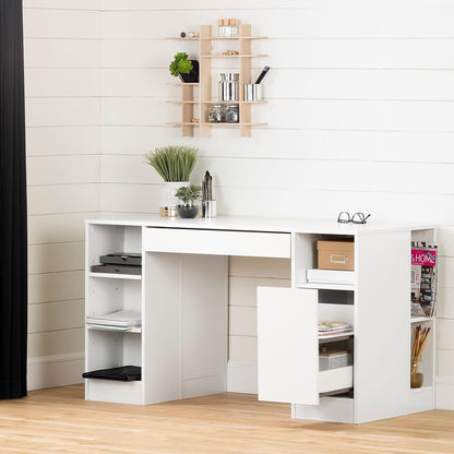 South Shore Crea Craft Table with Open and Closed Storage, Pure White