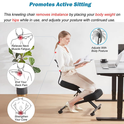 Office Chair Cross Legged Chair，Height Adjustable Ergonomic Office Chair with 360° Casters, Meditation Chair with Back, Kneeling Chair for Fitness Fanatics/Home Workers/Yoga Lovers