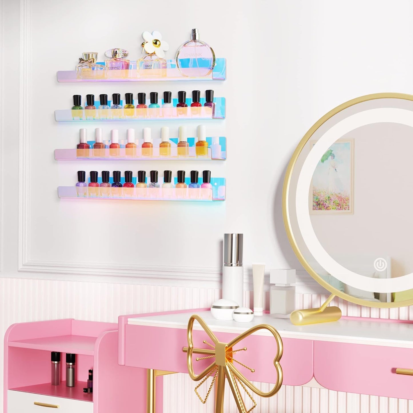 15" 4 Pack upsimples Acrylic Shelves for Wall Decor, Display Shelf for Perfume, Skincare, Nail Polish, Wall Organizer