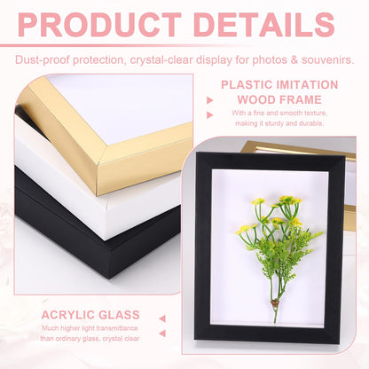 uxcell 4x6 Inch Shadow Box Display Frame, 2cm Deep Photo Shadow Box Plastic Display Case Wall Mount & Tabletop Display for DIY Photos Flowers Memorabilia Wedding Birthday, Gold