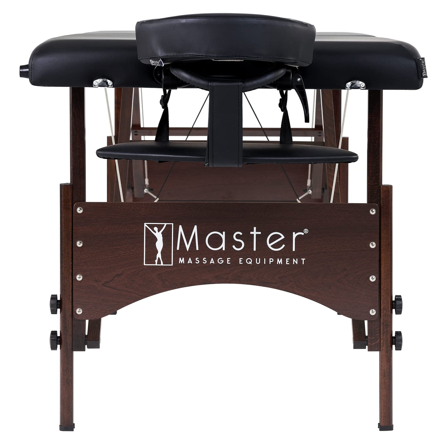 Master Massage Argo 28" Portable Massage Table with Walnut Legs – Spa Bed, Lash Table, Tattoo Bed, Beauty Bed – Black