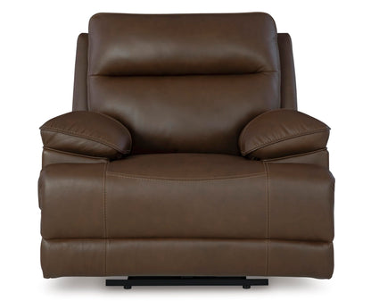 Signature Design by Ashley VonRyan Modern Zero Gravity Leather Match Power Recliner with Adjustable Headrest and USB Ports, Dark Brown