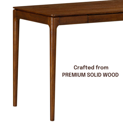 NTC Mingle Modern Wooden Rectangle Desk Table with Hidden Drawer – Waterproof & Heat Resistant, Dark Walnut