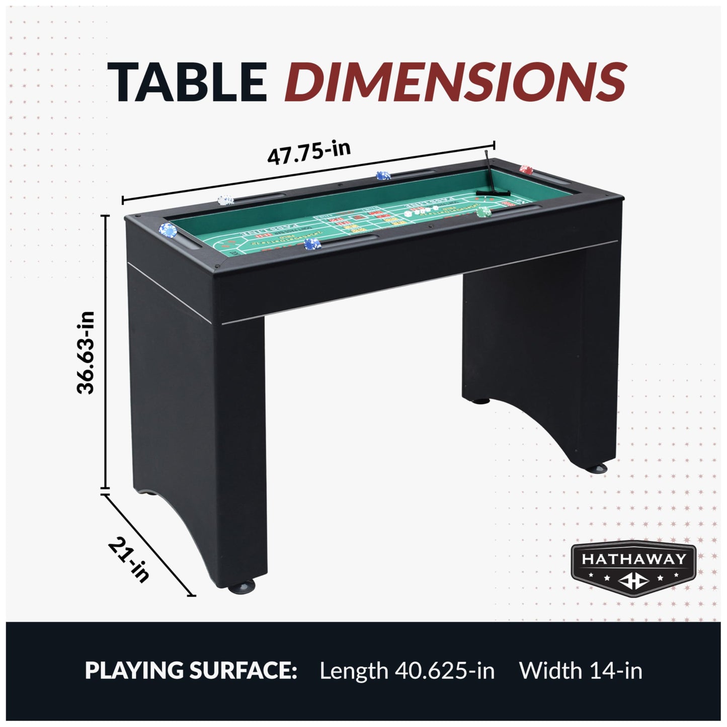 Hathaway Classic Monte Carlo 4 in 1 Casino Game Table - Includes Craps Table, Roulette Table Top, Blackjack Table Top Which Can Be Used as Poker Table Top, Bar Table Top, & Complete Game Accessories