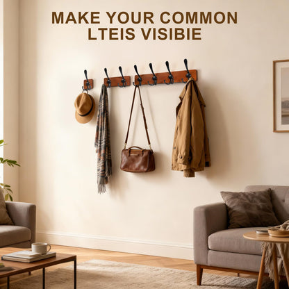 evory Wooden Coat Rack Wall Mount Heavy Duty,4 Pack Coat Hanger Wall Mount with 8 Triple Hooks for Clothes, Jacket, Hat, Keys, Space Saving Entryway Organizer for Mudroom