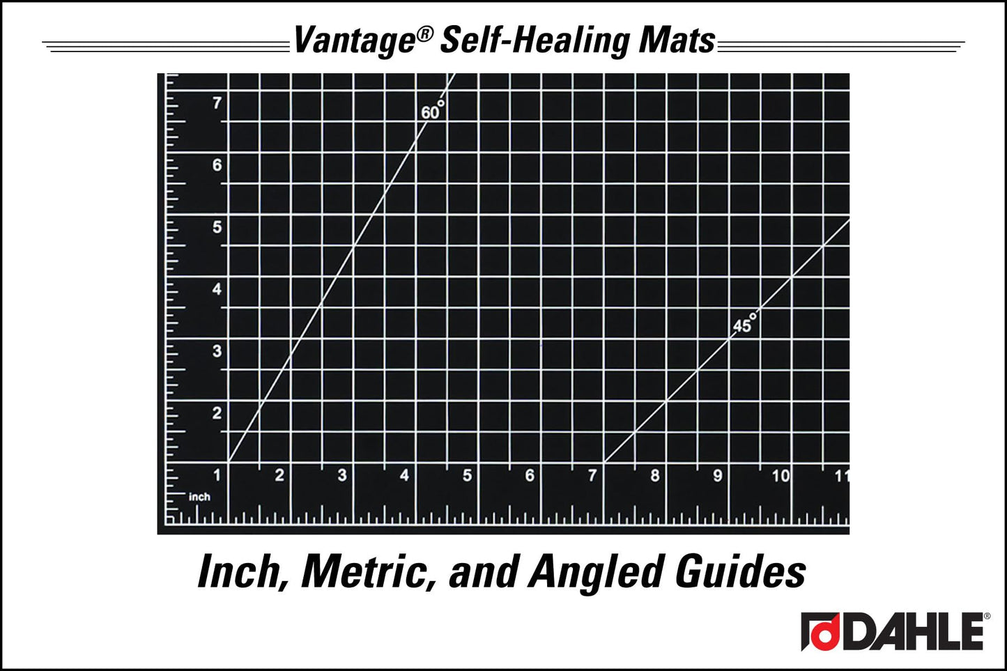 Dahle Vantage 10792 Double-Sided Premium Self-Healing Cutting Mat, 18"x24", 1/2" Grid, 5 Layers for Max Healing, Perfect for Crafts & Sewing, Black