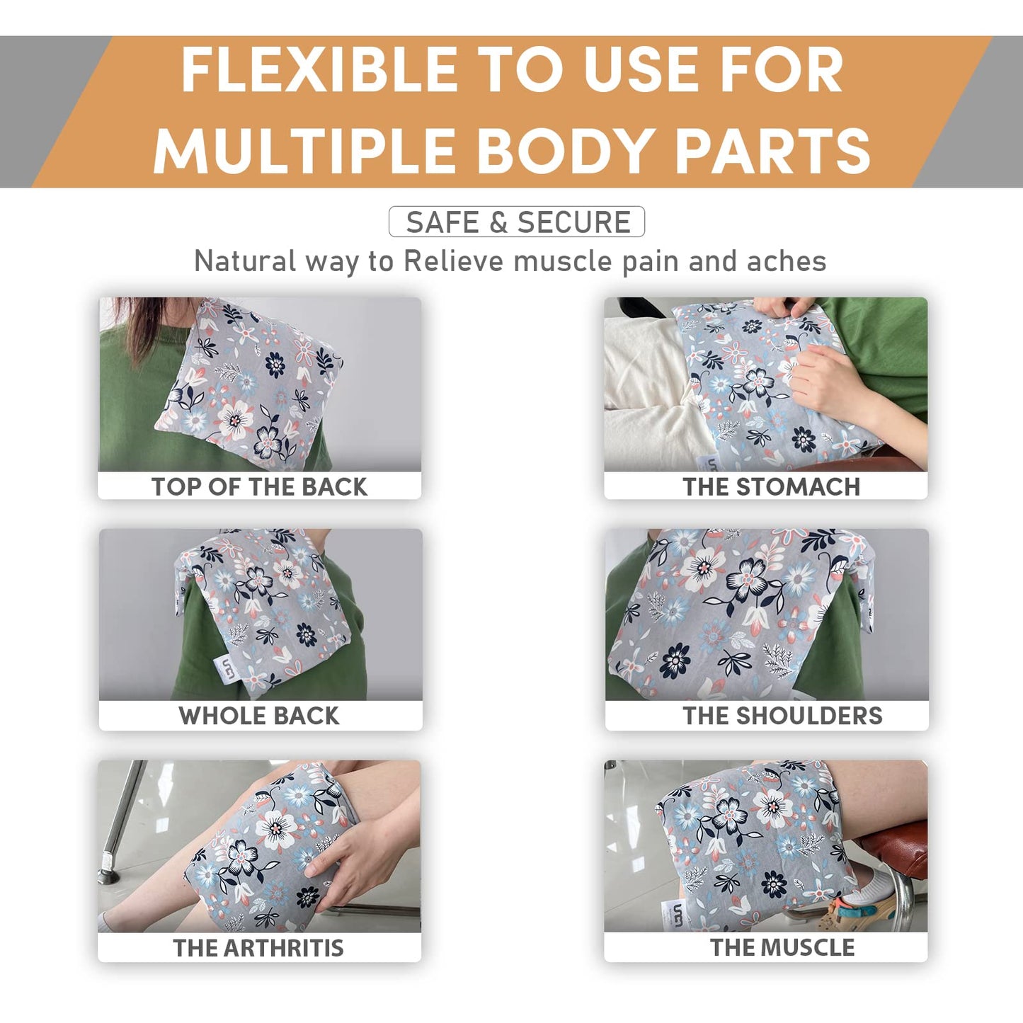 UNCN Wide Microwave Heating pad with Washable Cover 9.5 x 16in Microwavable Hot Pad for Neck Shoulder, Cramps, Back Cordless Warm Compress Weighted Moist Heat Pack for Aches, Unscented