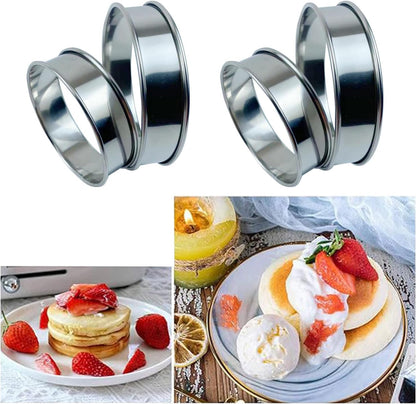 12PCS Double Rolled Stainless Steel English Muffin Rings, 4 + 3.15 Inch Round Metal Cooking Pastry Ring Molds