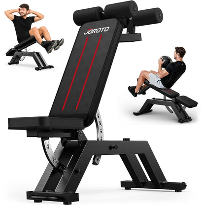 JOROTO Adjustable Sit-Up Weight Bench, 1500 lb Capacity Decline Ab Workout Bench, Heavy-Duty Flat/Incline Bench for Home Gym Strength Training