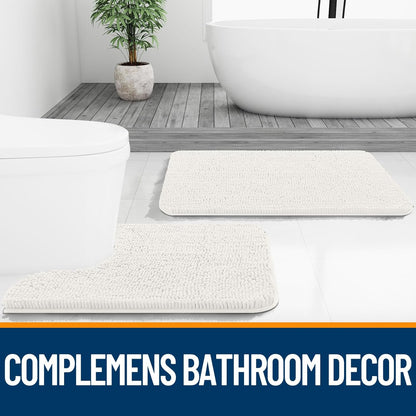 OLANLY Bathroom Runner Rug - Extra Soft Chenille, Quick Dry, Machine Washable | 47x20 Inches, Ivory