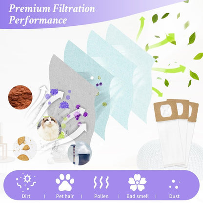 Gudotra 10 Packs Type I HEPA Vacuum Bags Replacement for Hoover Platinum Type I Canisters Vacuum Cleaning Replace Part AH10005 UH30010COM