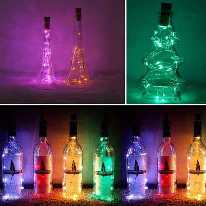 SunKite Wine Bottle String Lights with Cork, 18 Pack, 20 LED 2M Mini Silver Copper Wire Fairy Lights for DIY Decor