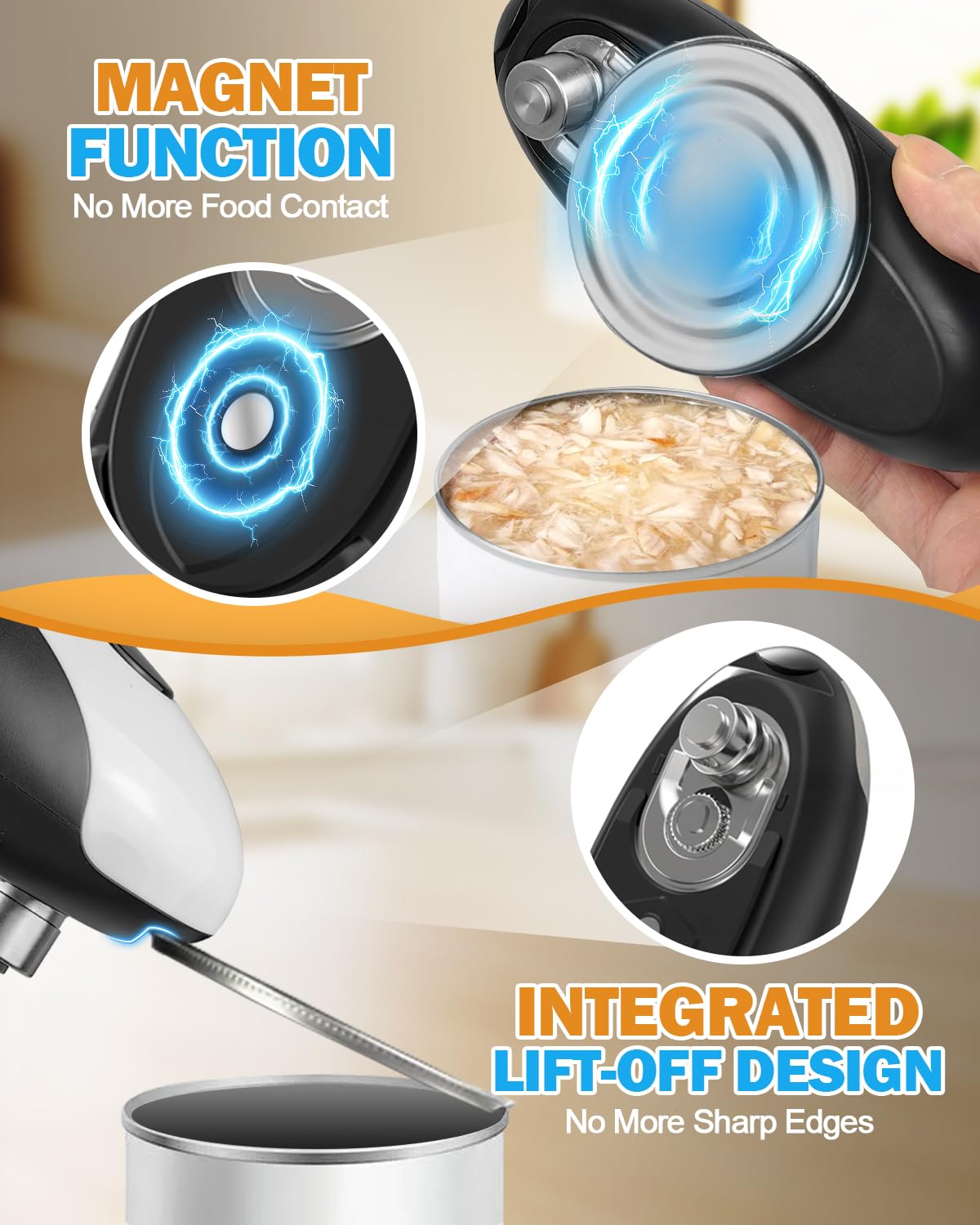 Electric Can Opener, One Touch Safety Automatic Can Opener - Easy Smooth Edge Hands Free, Battery Operated Openers Fits Most Cans, Ideal for Seniors People with Weak Hands & Arthritis