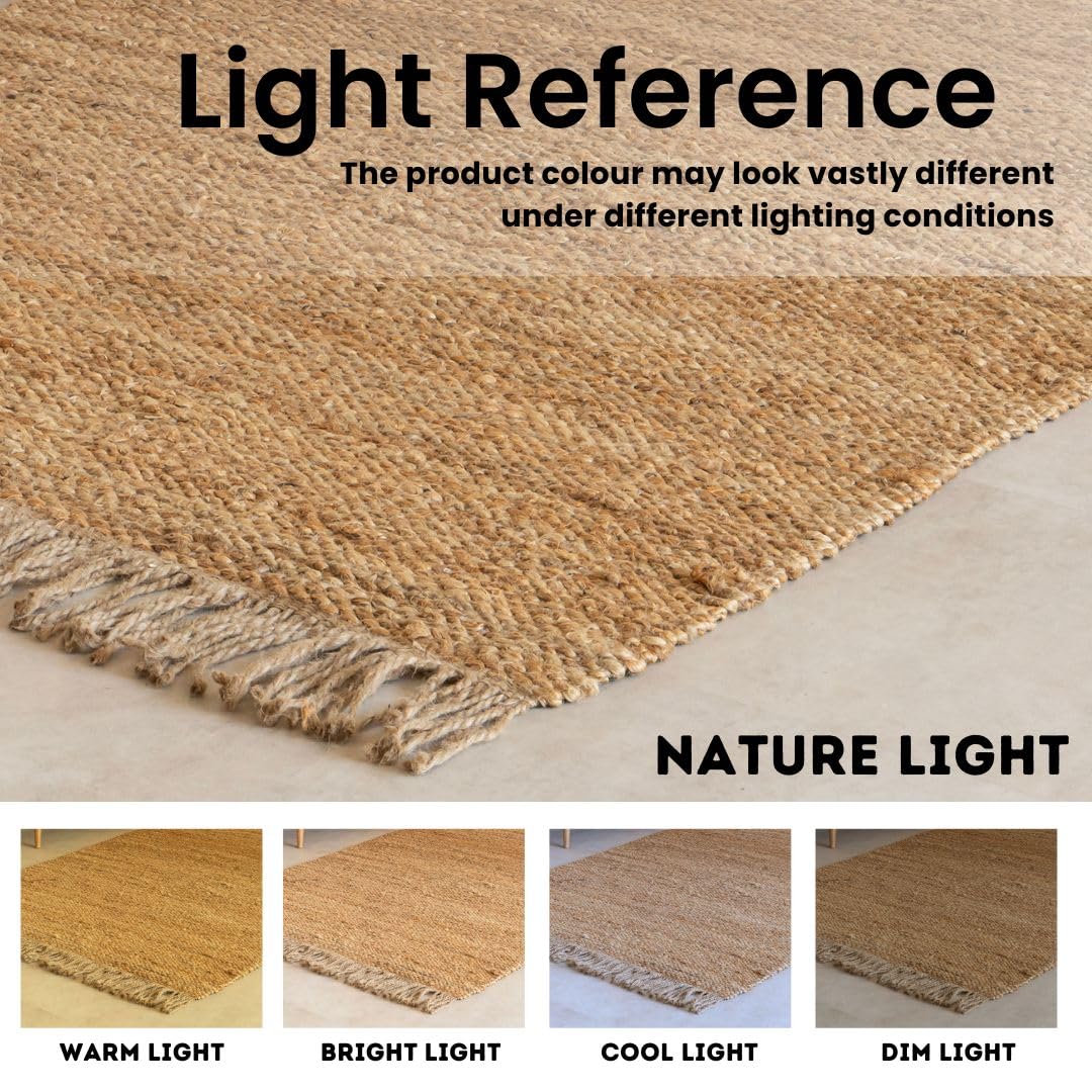 HOMEMONDE Chunky Braided Jute Area Rug 8x10 ft Rectangle Boho Home Décor Indoor Rug - Natural Handcrafted Farmhouse Style Rug for Bedroom, Living Room, Dining Room Kitchen, and Hallway