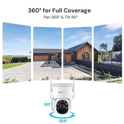 yeewise Solar Security Cameras Wireless Outdoor, 4 Cam-Kit, No Subscription, 4MP Home Security Cameras System with 360° Pan & Tilt, Color Night Vision, Motion Detection, Local Storage, 5G & 2.4G WiFi
