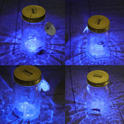 Glass Animated Butterfly in a Jar with LED Light - Gift Decoration (Blue)