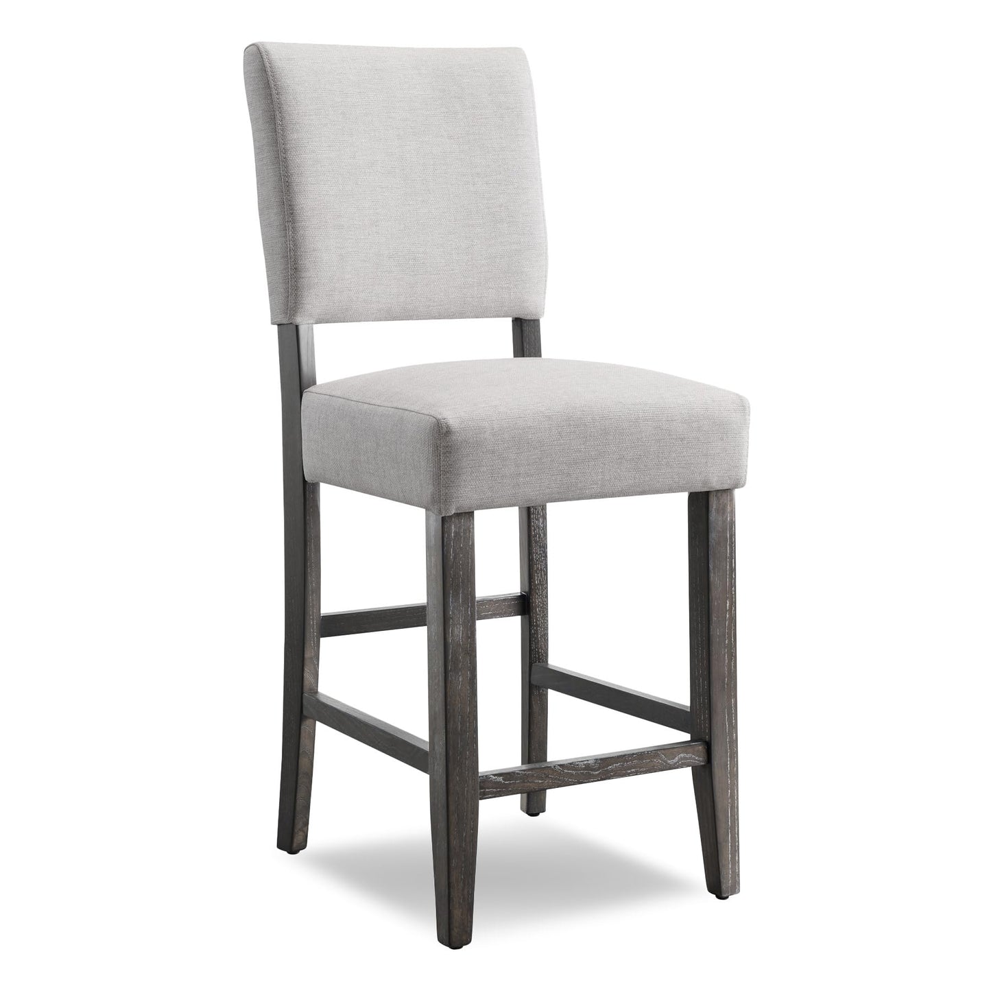 Leick Home Brax Counter Height Stool with Upholstered Back and Wood Base – Set of 4 for Elevated Kitchen Counters, High Top Tables, and Bars – Modern Chairs in Blackbean and Heather Gray, 214932
