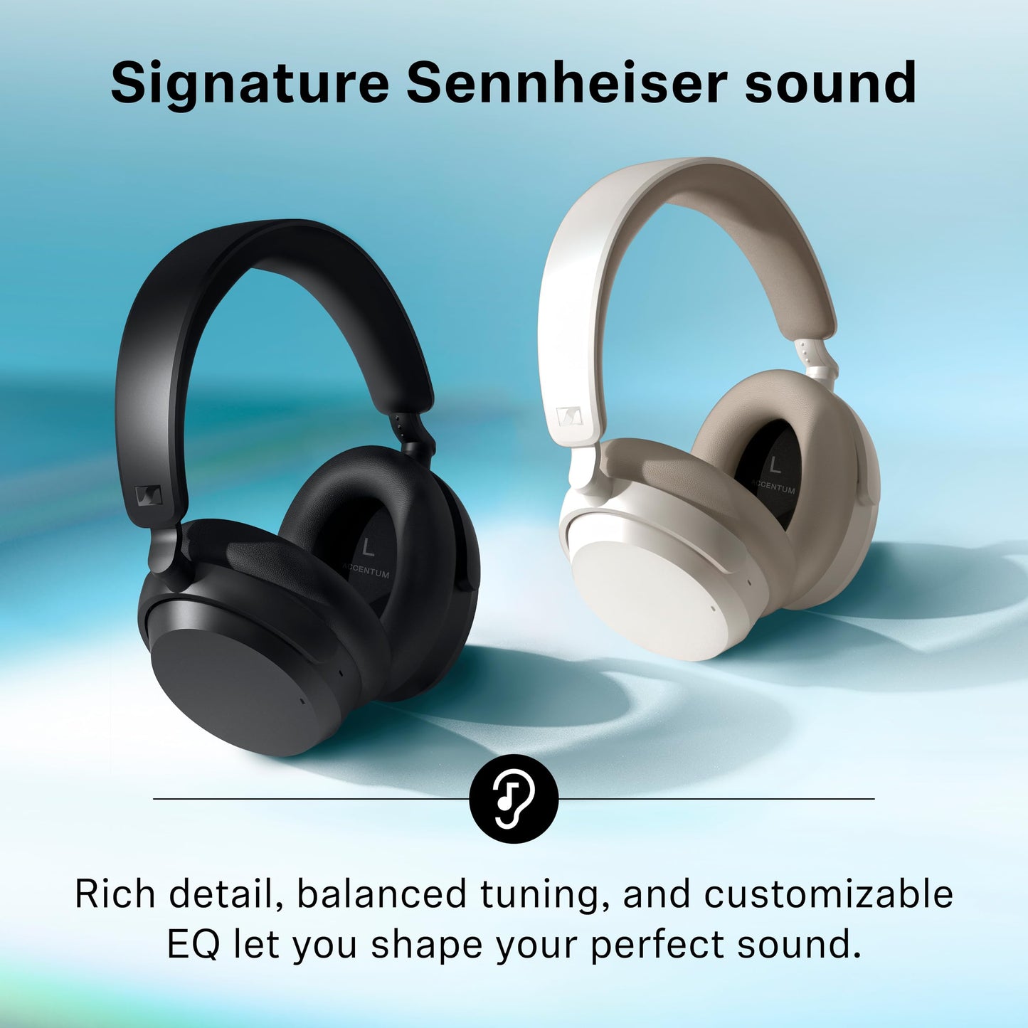Sennheiser ACCENTUM Wireless Bluetooth Headphones – Hybrid ANC Noise Cancelling, 50‑Hour Battery, Lightweight Over‑Ear Design, Clear Calls, Travel & Work Headset, White