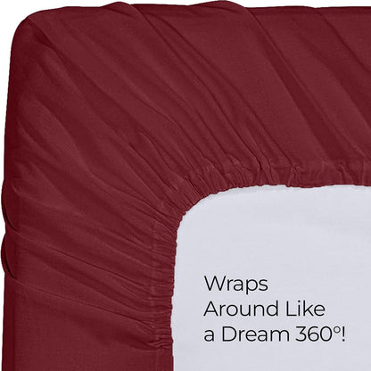 Utopia Bedding Queen Fitted Sheet - Deep Pocket Soft Microfiber - Fade Resistant & Easy Care | Red Burgundy