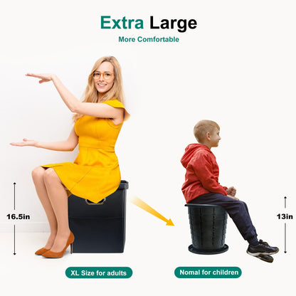 Ann Katy Upgrade XL Portable Toilet for Adults, Extra Large Portable Travel Floding Camping Toilet, Camping Tall Toilets with Lid for Kids Compact Potty for Car,Hiking,Beach,Toilet Storage Stool