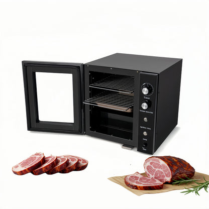 Clivia Electric Vertical BBQ Smoker 10L,Smoker Grill 30-110℃/800W,Heavy Duty Square BBQ Grill Multi-Function Cabinet for Outdoor Cooking or Kitchen and Party，Black