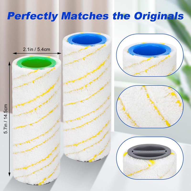 SavStor Roller Brush Replacement Compatible for Karcher FC3, FC5, FC7 Electric Floor Cleaner Mop, Mircofiber Main Brush Spare Part Accessories, Original Roller Brush,Yellow (4 Pack)
