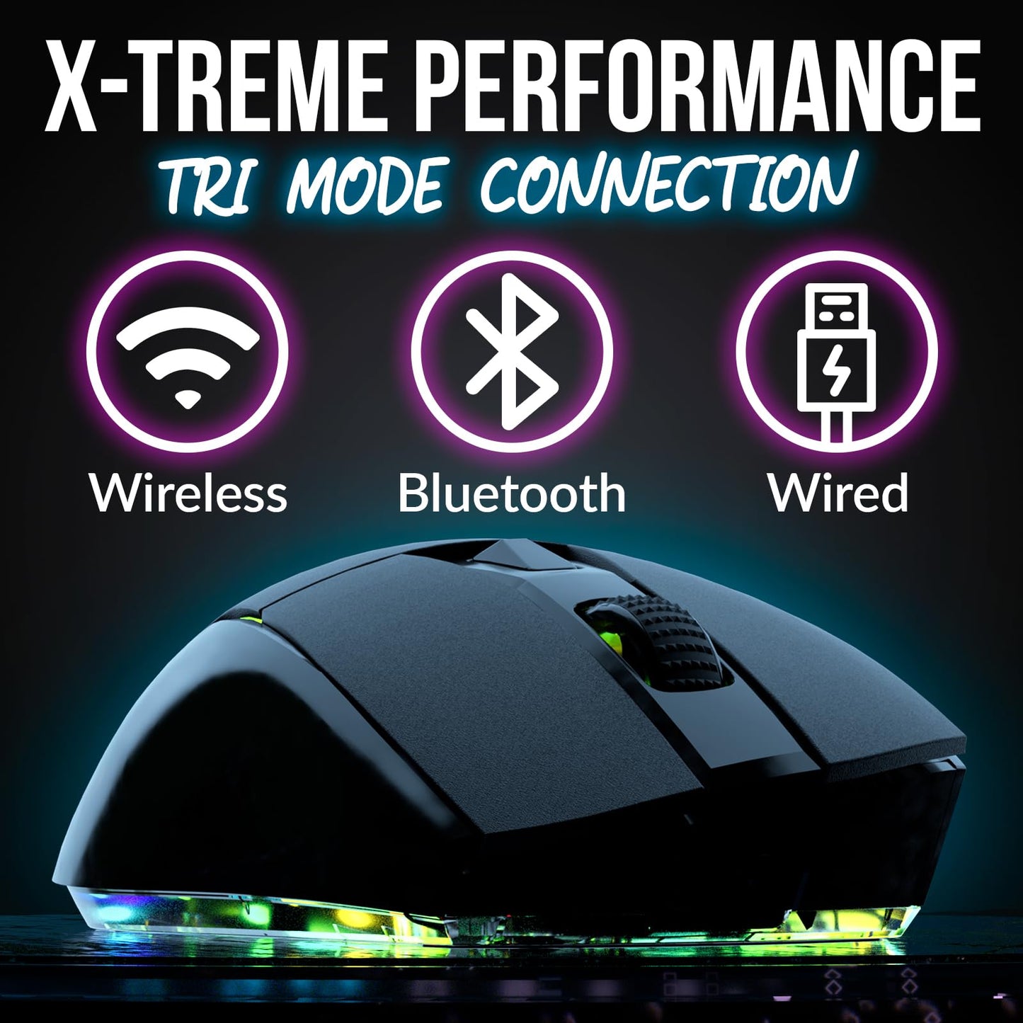 KLIM Blaze X RGB + New + Rechargeable Wireless Gaming Mouse with Charging Dock + Long-Lasting Battery + Up to 12000 DPI + Wired & Wireless Mouse PC, PS5, PS4, Mac + Black