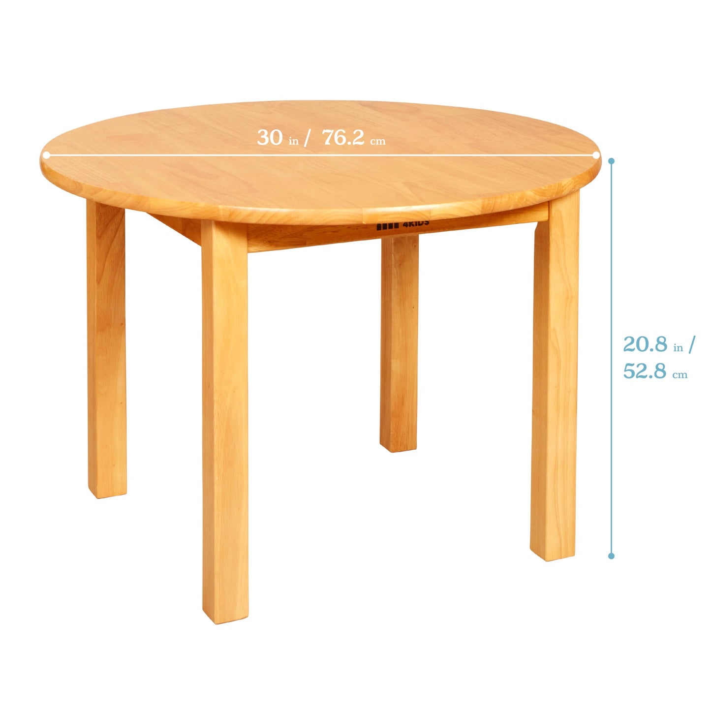 ECR4Kids 30in D Round Hardwood Table with 20in Legs and Two 10in Chairs, Kids Furniture, Honey, 3-Piece
