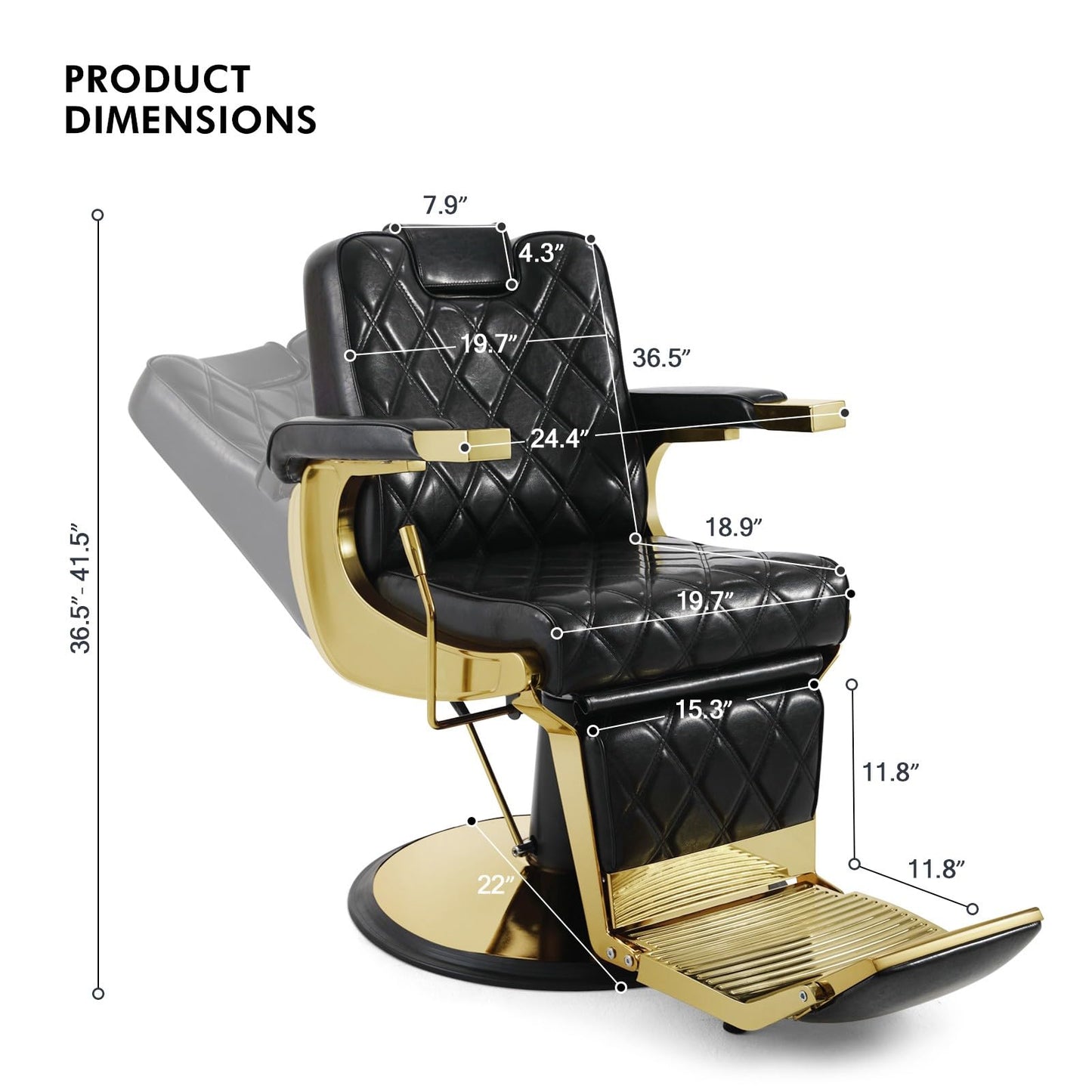 Artist hand All Purpose Barber Chair Wide Backrest Reclining Salon Chair for Hair Stylist Tattoo Chair Makeup Chair for Salon Equipment (Gold)