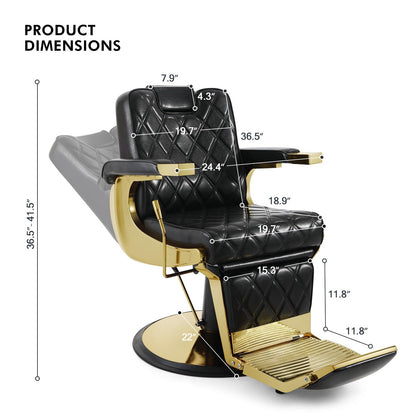Artist hand All Purpose Barber Chair Wide Backrest Reclining Salon Chair for Hair Stylist Tattoo Chair Makeup Chair for Salon Equipment (Gold)