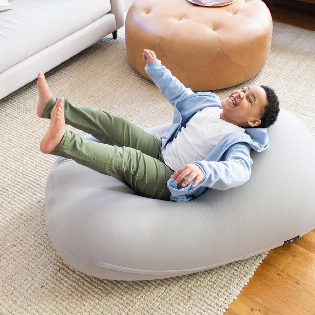 Moon Pod Bean Bag Chairs for Adults - 12LB Giant Bean Bag for Back Support w/ Micro-Bead Filling for Zero-Gravity Sensation, Tension Relief (Pink)