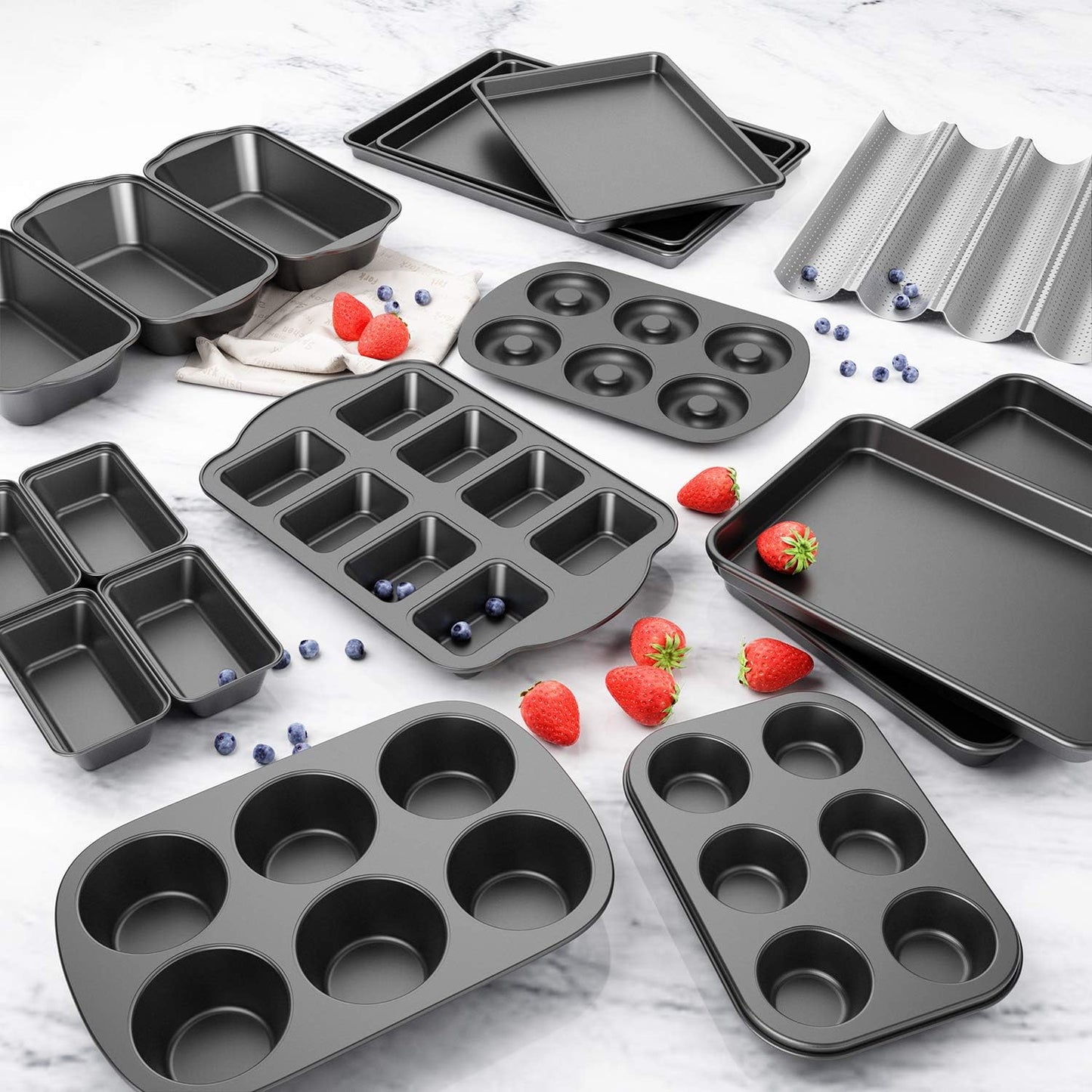 Tiawudi Non-Stick 6-Cavity Donut Baking Pans, Set of 3, Makes Individual Full-Sized 3 1/4" Donuts