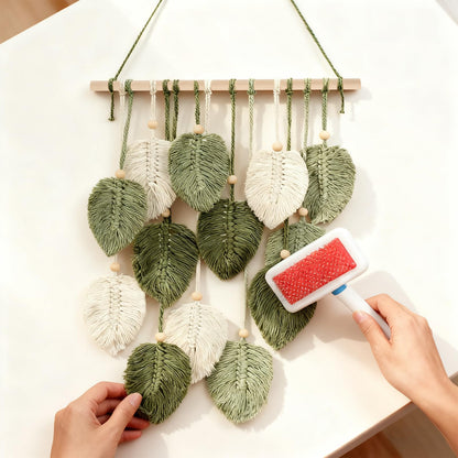 DIY Macrame Leaf Wall Hanging Beginners Macrame Kit, Includes Detailed Step-by-Step Instructions, Boho Macrame Leaf Tapestry Kit Wall Hanging, Handmade Enthusiast Gift for Home Living Room Bedroom