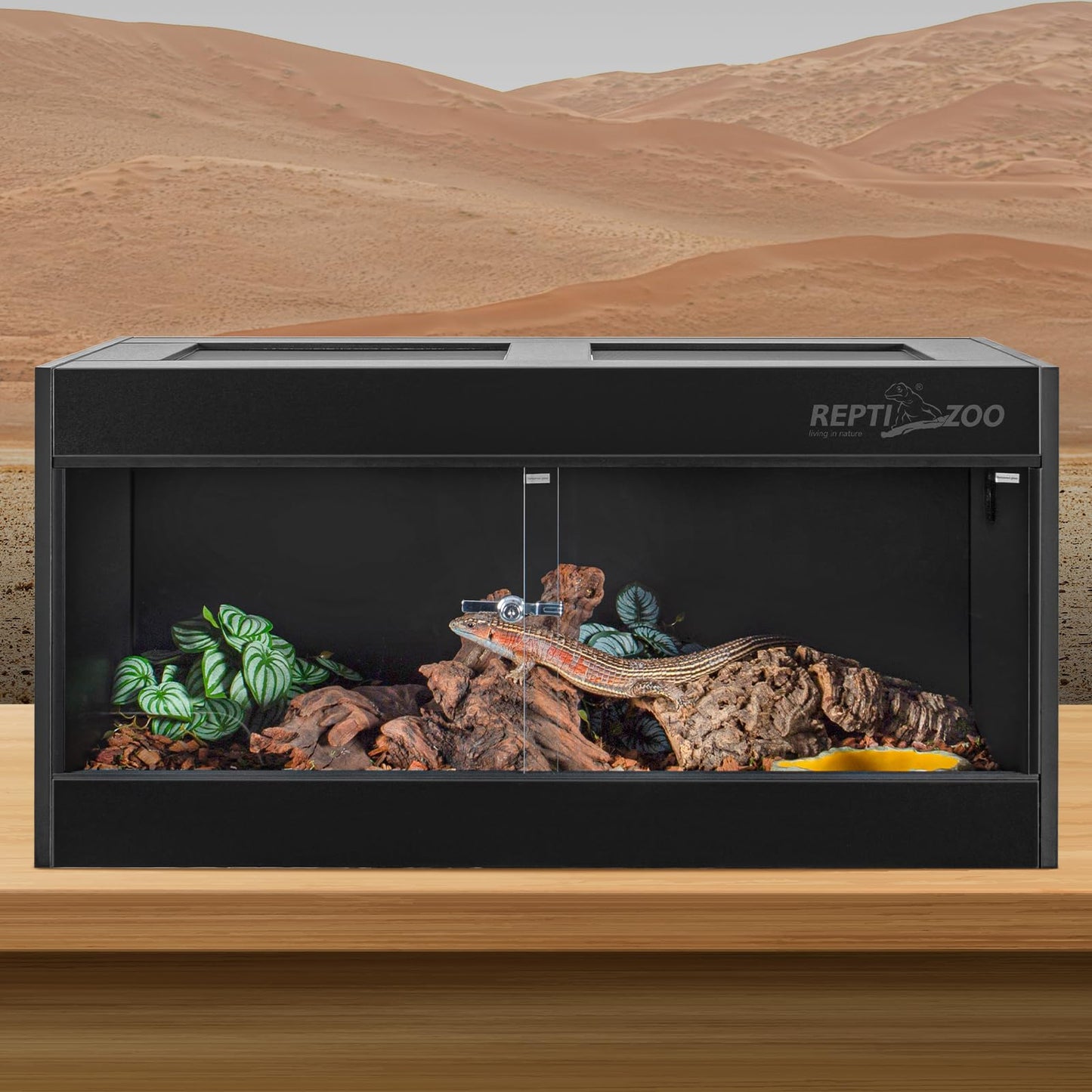 REPTI ZOO 50 Gallon PVC Reptile Enclosure, 36x18x18 inch Reptile Tank for Ball Python Bearded Dragon Snake Gecko, Reptile Terrarium Lounge Habitat with Glass Sliding Door & Top Screen Ventilation