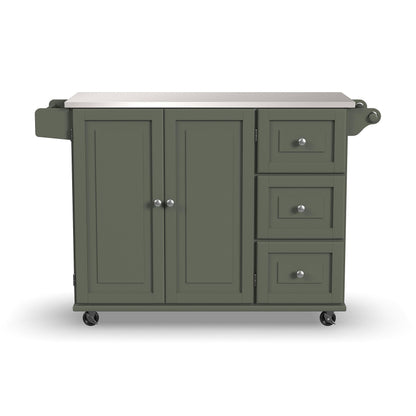 Homestyles Mobile Kitchen Island Cart with Stainless Steel Top, Sage Green